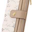 GAEKEAO Womens Wallet Slim Thin RFID Blocking Floral Vegan Leather Card Holder Bifold Long Ladies Wallet with Zipper Pocket