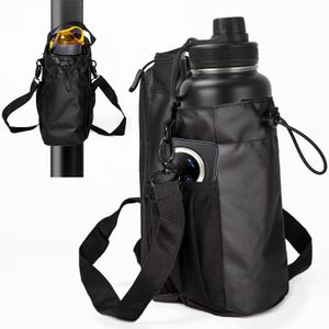 VKZ Magnetic Crossbody Gym Bag Water Bottle Holder Waterproof, Sling Bag for Men and Women Carrier Bag with Phone Pockets Handle Shoulder Strap, Travel Water Bottle Bag Accessories Organizer (Black)