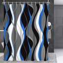 Abstract Geometric Fabric Shower Curtain for Bathroom with Hooks Black White Blue Grey Shower Curtains for Bathroom Modern Art Aesthetics Waterproof Bath Accessories Hotel Decor,72x72inch