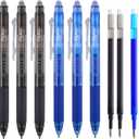 ParKoo Retractable Erasable Gel Pens Clicker Fine Point 0.7 mm, Make Mistakes Disappear, 3 Black/3 Blue Ink Pens with 4 Bonus Refills for Drawing Writing Journaling and Crossword Puzzles