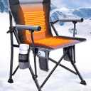 Heated Camping Chair for Adults, Heats Back and Seat, 3 Heat Levels, Fully Padded Heated Folding Chair for Outdoor Sports with Cup Holder, Rich Pockets, Battery NOT Included (Grey)