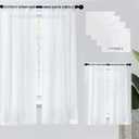 PI Sheer White Curtains 4 Panels,Window Treatment Light Filter Airy Voile with Rod Pocket for Living Room/Bedroom/Kids Room(W42XL72,Optical White)