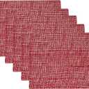 Placemats Set of 4-100% Cotton Two-Tone Rectangle Placemat for Dining Table - Washable Table Decor for Kitchen, Farmhouse, Rustic, Durable for Everyday Use, Red