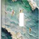 Beach Waves Ocean Surfing Hoverboard Painting Print Decorative Light Switch Cover 1 Gang Single Toggle Device Electrical Faceplate Switchplates Decorator Outlet Wall Plate for Bedroom Living Room