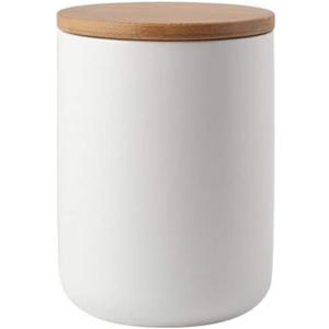 MilkyWay Food Storage Jar Strong Ceramic Storage Canisters with Airtight Seal Bamboo Lid Modern Design Seal Damp-Proof Kitchen Jar for Coffee, Tea, Spice and More (White(M: 27oz/800ml))