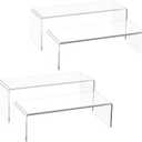 Acrylic Display Riser Stand of 4pcs, 5mm Thickness, 12'' Length Tierd Display Stands, Acrylic Shelf Risers for Perfume Display,Risers for Buffet Table,Cupcake Stand,Pop Figurines,Tumbler,Food (Clear)
