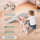BIERUM Toddler Slide, 4 in 1 Kids Slide for Indoor Outdoor, Slide with Basketball Hoop & Ring Toss, Puppy Shaped Playset for Toddlers Age 1-3, Pink Gray