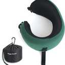 C CUSHION LAB Travel Pillow, Award-Winning Patented Ergonomic Design for Chin & Neck Support Memory Foam Neck Pillow, Compact Airplane Pillow for Traveling, Flight, Car (Hunter Green, Medium)