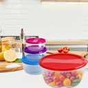 7Pcs Round Mixing Bowl Set Salad Bowl with Airtight Lids Plastic Nesting Mixing Bowl Set for Packing and Serving Christmas Salads Candies Cookies, Microwave Safe