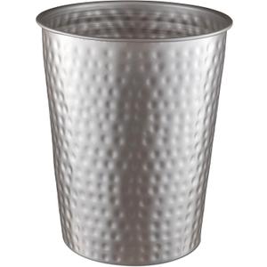 Monarch Abode Wastebasket Trash Bin, Metal, Pewter