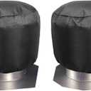 2 Pack 30 * 44cm/12 * 17.5in Turbine Vent Cover Roof Ventilator Cover Heavy Duty Turbine Ventilator Protector Shield Waterproof 420D Oxford Cloth Black
