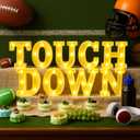 Honoson 9 Pcs Football Party Decorations 'touchdown! ' LED Lights Sign Rugby Theme Sports Neon Sign Lights Table Decoration for Football Birthday Gameday Tailgate Party Decorations