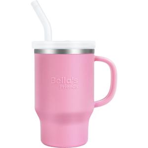 Bella's Friends Handy Mini Tumbler  Adorable 9oz Sippy Cup for Toddlers 1-3 years old, Flexible Straw, Stainless Interior & Silicone Body, LeakProof, Dishwasher Safe, Ideal for Travel or At Home (Peony)