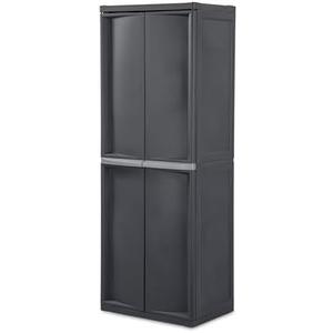 Sterilite 4 Shelf Cabinet, Lockable Utility Storage, Gray, 2-Pack | Adjustable Shelves - Plastic Shelving Unit for Organizing Garage, Pantry, Basement, Laundry Room or Mudroom
