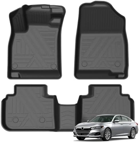 KUST Floor Mats for 2018-2022 Honda Accord Accessories | All Weather Car Mats, Front Rear 2 Rows Floor Liners, TPE Rubber, Raised Edge