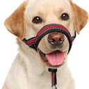 BARKLESS Soft Dog Head Collar, Patented Padded No Pull Head Halter, Training Nose Leash with Safety Link for Medium Dogs, Adjustable Muzzle Leash, Easy Control for Walking (M, Red)