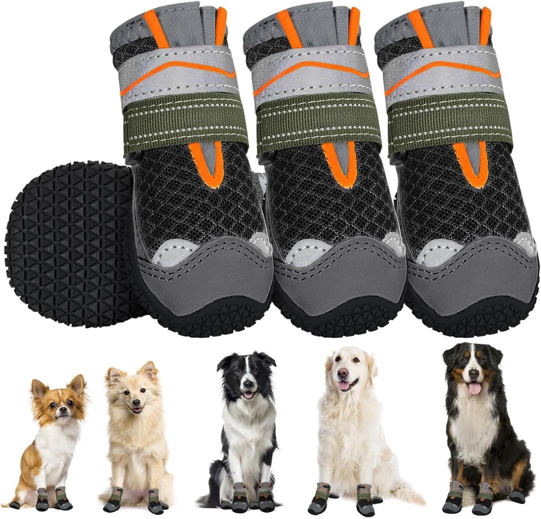 SlowTon Dog Shoes for  Dogs - Breathable Dog Boots for Summer Hot Pavement, Paw Protector for Outdoor Walking Winter Snow, Anti-Slip Rubber Dog Booties for Hardwood Floor (B, 2) #1 (Width 1.6 inch) for 14-23 lbs
