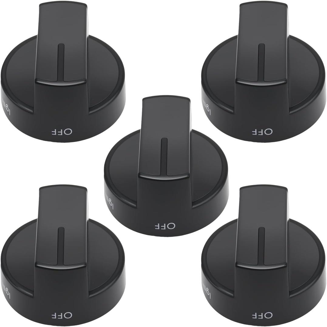 W10339442 5 Pack Stove Knobs, Replacement for Whirlpool WFG320M0BB0, WFG320M0BB1, WFG320M0BB2, WFG320M0BS0, WFG320M0BS2, WFG320M0BS3