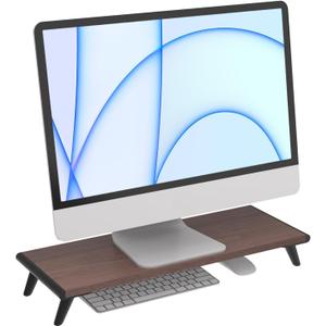 loukin Monitor Stand Riser for Desk, 22.4" x 8.3" Larger Computer Stand for Laptop, PC, Printer, Sturdy Desktop Computer Shelf with Non-Skid Rubber, Home Office (Brown)