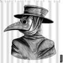 AOYEGO Plague Doctor Shower Curtain with Hooks Vintage Engraving Style Isolate Portrait Sketch Fabric Shower Curtain Decorative 60x72 Inch Polyester for Bathrooms Bathtubs Farmhouse