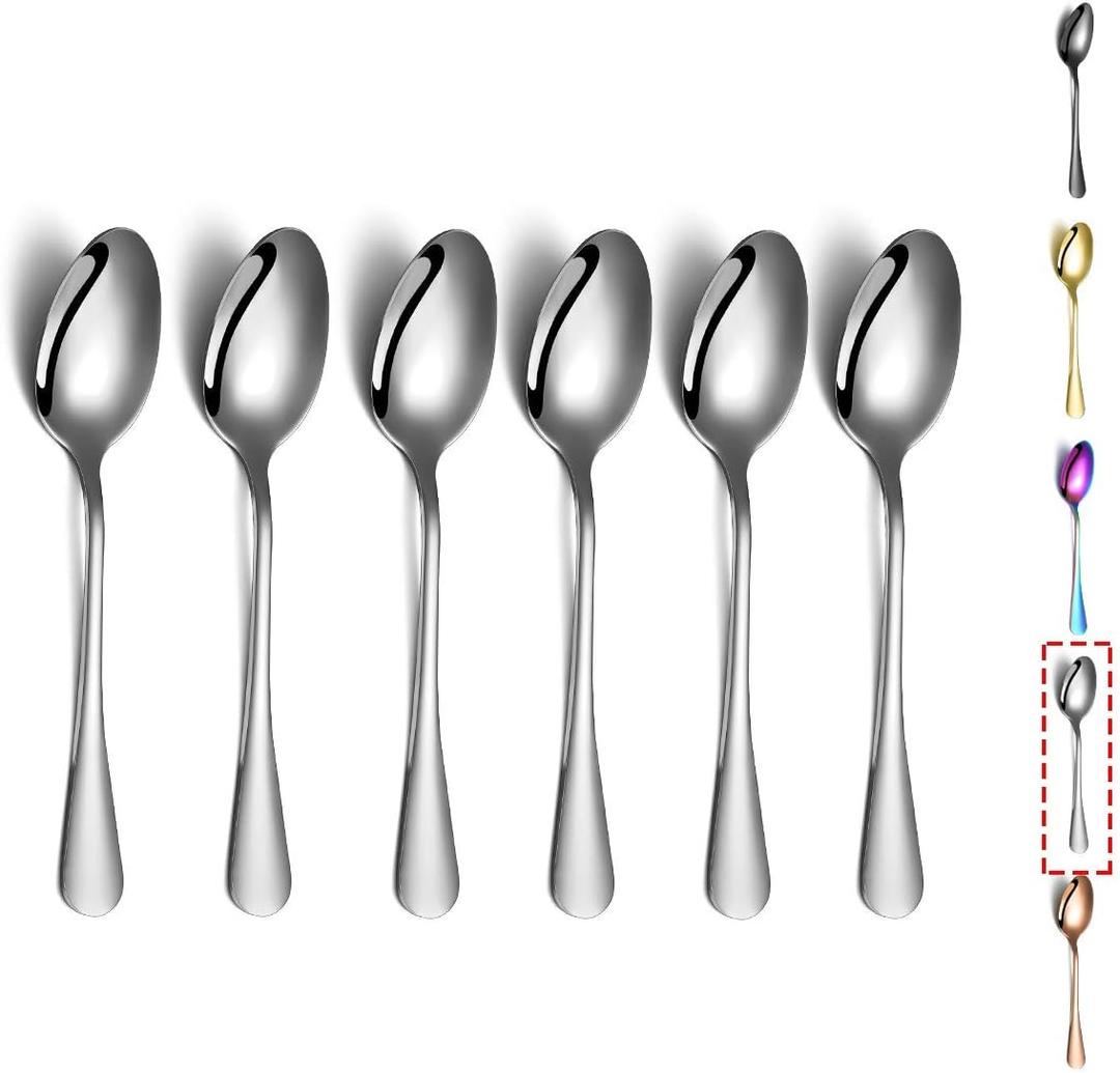 Teaspoons, Kyraton 6 Pieces 6.7" Stainless Steel Teaspoons, Dessert Spoon,Golden Teaspoon,Spoon Silverware Pack of 6