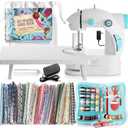 Mini Sewing Machine for Beginners, 122-Piece Portable Sewing Machine, Dual Speed Small Sewing Machine, Adults and Kids Sewing Machine, Travel Beginner Sewing Machines with Sewing Kit and Book, Blue (Premium Set, White)