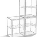 Clear Acrylic Display Case, Super Large Stackable Storage Bins Magnetic Attraction Lids, 3 Pack Acrylic Box with Divider for Collectibles, Figures, Purse, Handbag, Wallet, 11.4x9.84x15.4 inch