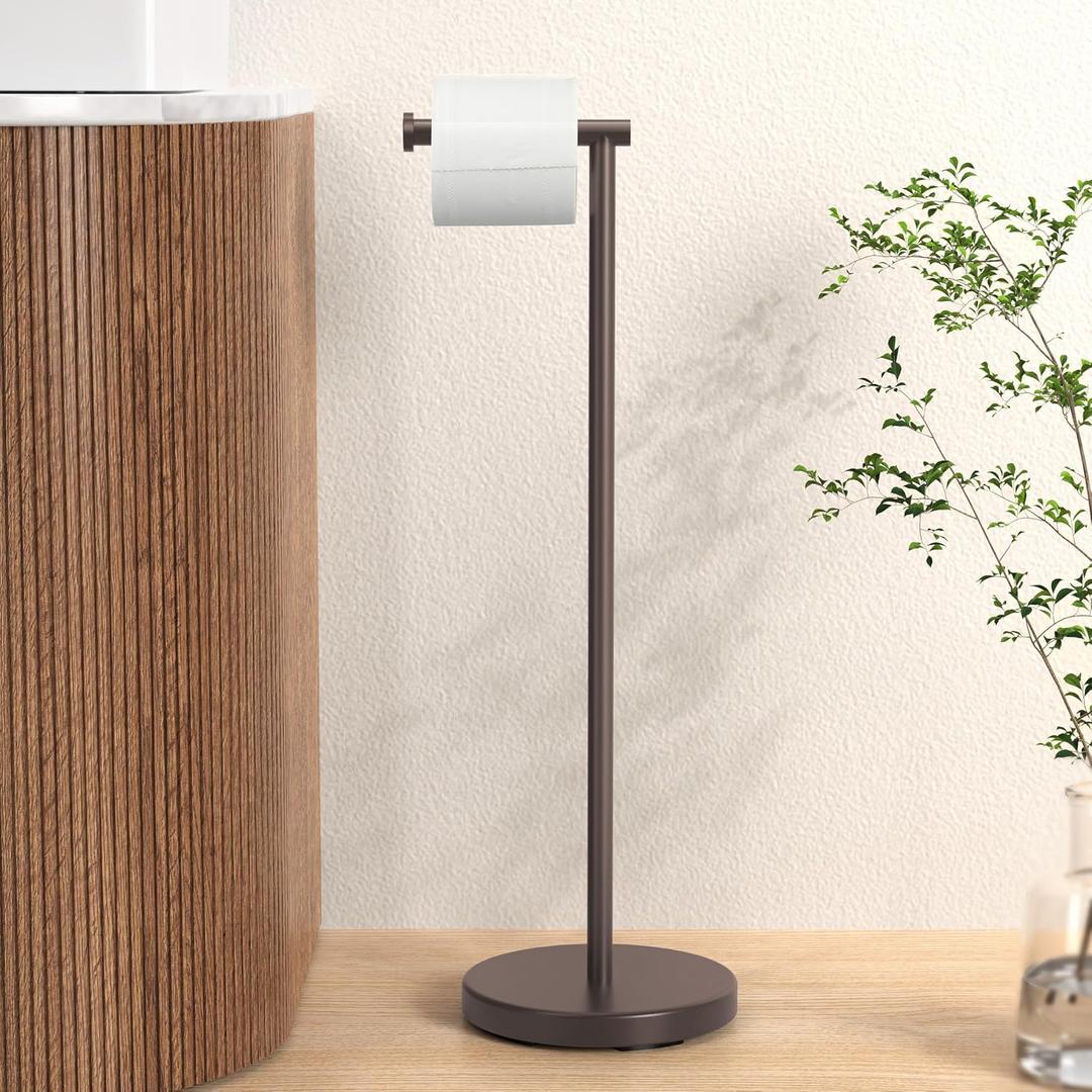 KES Bronze Toilet Paper Holder Stand 26" H, Toilet Roll Holder Free Standing with Heavy Weighted Base, 18/8 Stainless Steel, BPH283S66-BB
