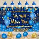 Blue Gold We Will Miss You Banner Farewell Party Decorations Good Luck Going Away Backdrop for Coworker Leaving Job Change Retirement Goodbye Anniversary Veteran Graduation Party Supplies