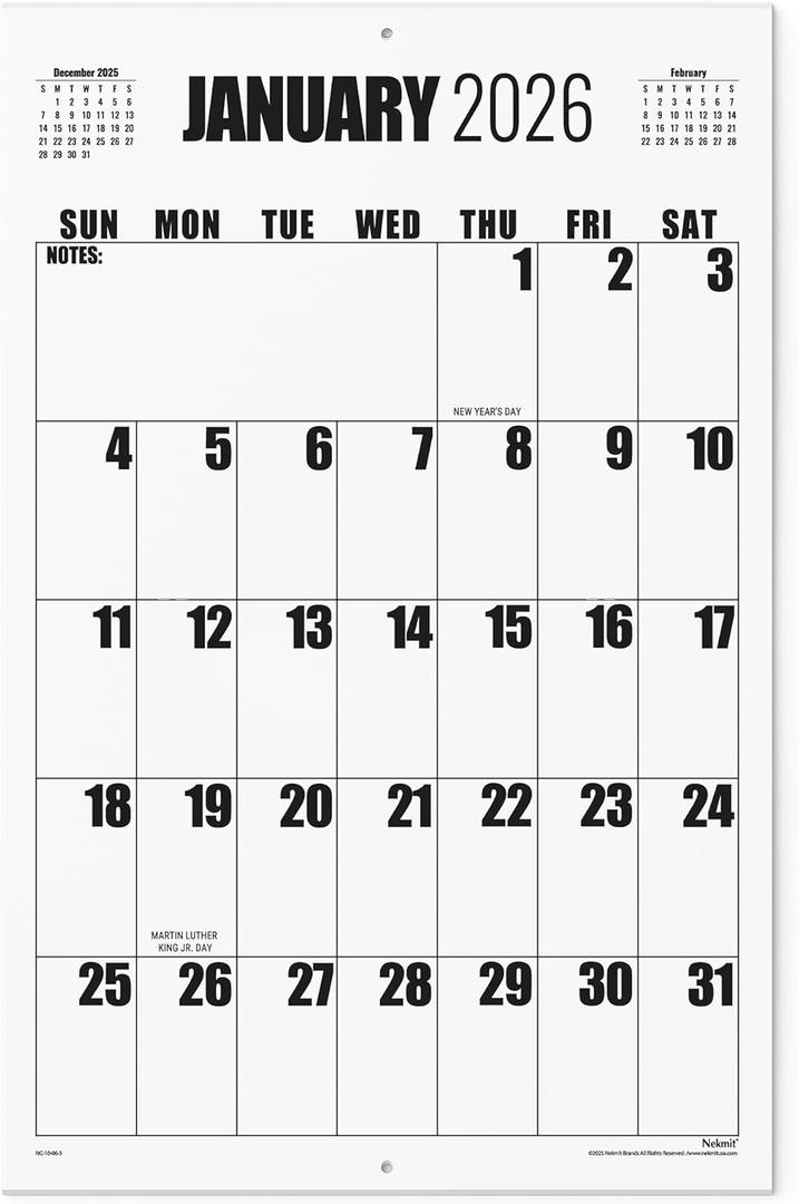 Wall Calendar 2026-2027, Nekmit 2026 Calendar from January 2026 to July 2027, 22 3/4" x 14 3/4", Large Print Big Grid Wall Calendar, 18 Monthly Calendar Perfect for Organizing & Planning