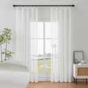 Off White Sheer Curtain Linen Look 84 Inches Long 2 Panels, Gauze Pinch Pleat Curtains & Drapes Light Filtering, Thin Semi Transparent Ceiling Curtains with Hook, Elegant Window Treatments