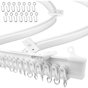 UrbanRed Flexible Bendable Ceiling Curtain Track, 9.8 ft (3 m), Mount for Rail with Curtain Tracks System, Room Divider, Curtains Rod, RV Ceiling Track for Curtains, White