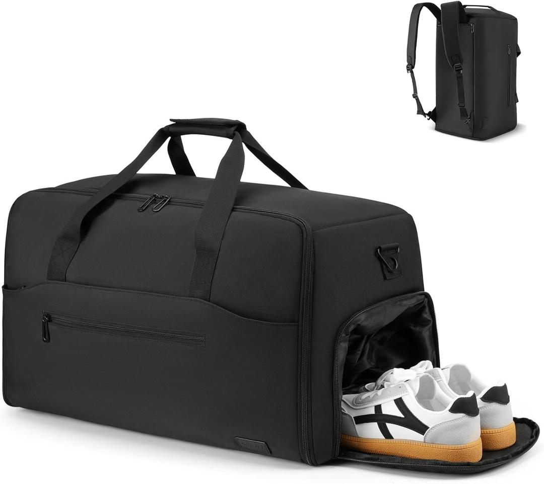 Garment Duffle Bag for Men,Convertible Garment Bags for Travel,Suit Carry-on Travel Bag Expandable with Shoes Compartment for Business Trip,Weekend(Black)