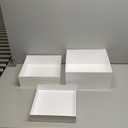 Red Co. Set of 3 (12", 10", 8") Square Cube Acrylic Display Nesting Risers with Hollow Bottoms, White