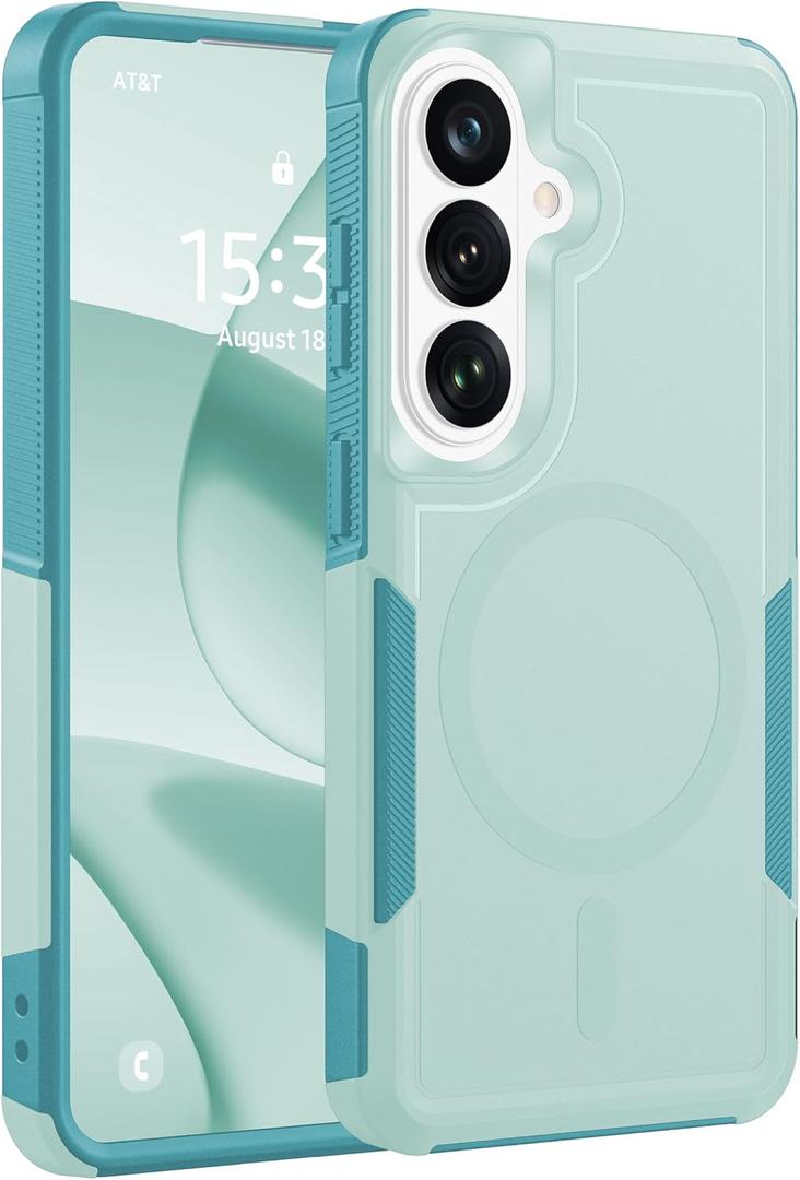 Magnetic for Samsung Galaxy S26 Case Heavy Duty Protection, Military-Grade Dual-Layer Shockproof S26 Phone Case [Fit for MagSafe] Anti-Fingerprint Matte Finish Galaxy S 26 Case 6.3", Mintgreen