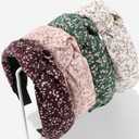 CHLINS 4 Pack Women's Fashion Headbands - Non-Slip Knotted Wide Headbands with Pearl Accents for Yoga, Workout, Daily Styling & Gifts (Multi-Color Set)