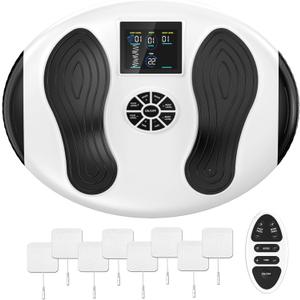 Professional Foot Massager for Neuropathy, Foot Circulation Stimulator with Magnetic Storage, EMS & TENS & EPT & NMES+ 4-in-1 Therapies, Effective Foot Pain Relief