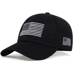 Eohak Men Women American-Flag-Baseball-Cap USA Embroidered Baseball Cap Adjustable Metal Buckle Strap for Casual Wear (Black)