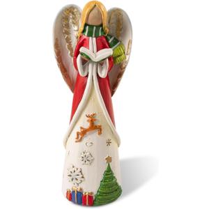 7.3 Inch Christmas Angels Figurines, Resin Faceless Angel Statue Table Top Decorations for Home, Holiday Indoor Tabletop Centerpiece Mantel Shelf Decor,1 Pack