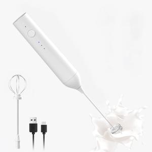 Rechargeable Milk Frother, 3 Speed Electric Milk Frother Handled with Wand and Egg Whisk Attachments, for Coffee, Matcha and Protein Powder