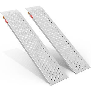 VNN Aluminum Shed Ramp 2PC - 5' Long Loading Ramp for Riding Mower, Lightweight Sturdy Anti-Slip Ramps with Punch Plate Surface, 1000 lbs Capacity for Lawn Mower, ATV,Motorcycle- 8.8" Wide, 5' Long (Silvery)