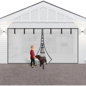Privacy Garage Door Screen Blackout for 1 Car Garage-9x7FT Privacy Silver Grey Heavy Duty Magnetic Garage Screen, Hands Free, Magnetic Privacy Garage Screen Door