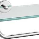 JQK Bathroom Glass Shelf Polished Chome, Shelf with 15 Inch Towel Bar Tempered Glass Shower Storage 16 by 5 inches, 304 Stainless Steel Silver Finish Wall Mount, TGS100-CH