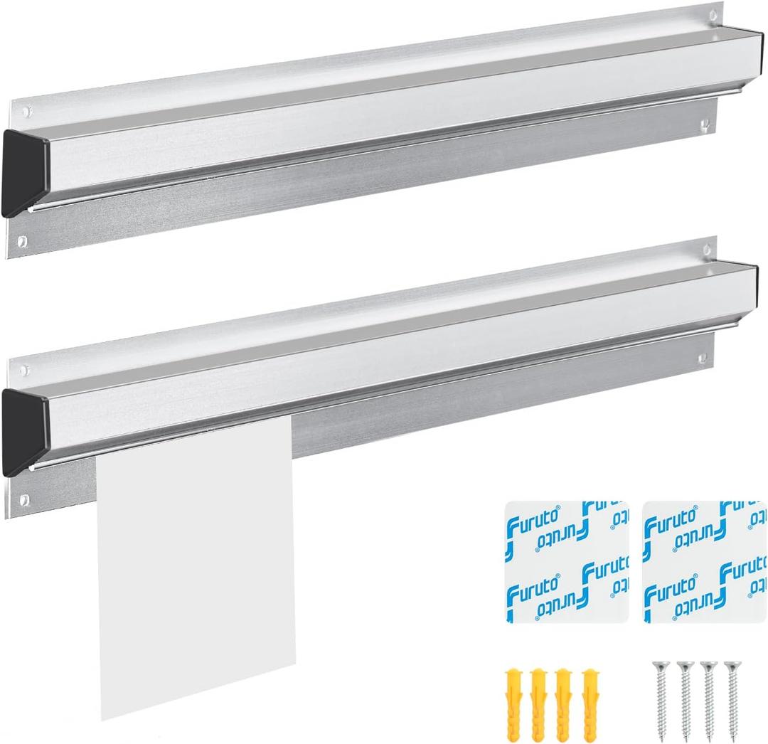 Restaurant Ticket Holder, 16" Check Rack Order Receipt Rail Display Slide for Commercial Kitchen Cafes Pubs Bars 2 Pcs (16 Inch)