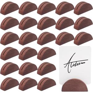 24 Pcs Wooden Table Number Stands Indoor Lightweight Wedding Table Name Holder Semicircular Design Place Card Holders Office Tag Photo Menu Clips Banquet Birthday Party Restaurant