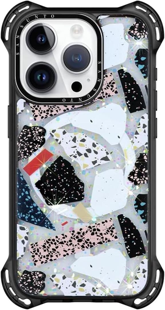 Sansunto Case for iPhone 15 Pro Max, Full Body Protection Ultra Impact [Compatible with Magsafe] Shockproof Slim Fit Protective Phone Case for Women & Men (Art Stone, for iPhone 15 Pro Max)
