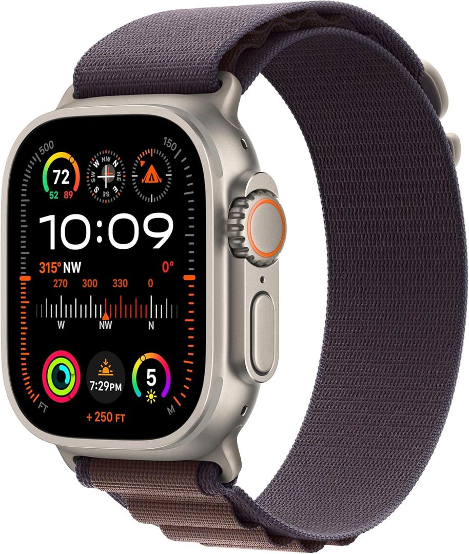 Apple Watch Ultra 2 [GPS + Cellular 49mm] Smartwatch with Rugged Titanium Case & Indigo Alpine Loop Large. Fitness Tracker, Precision GPS, Action Button, Extra-Long Battery Life