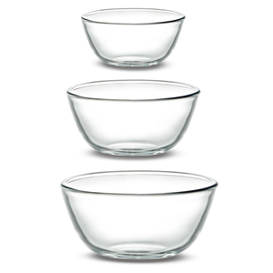 3pcs BECFISH Small Borosilicate Glass Bowls Set (17, 27, 37 oz) Oven, Microwave, Dishwasher & Freezer Safe. LeadFree, Sturdy & Stackable Nesting Bowls for Meal Prep, Oatmeal, Dessert & More 