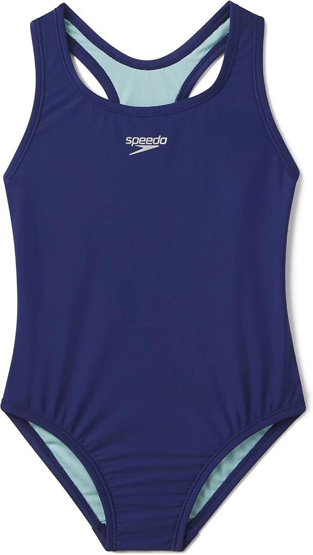 Speedo Girls' Swimsuit One Piece Closed Racerback, 2023 Blueprint, 12