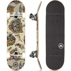 Magneto Complete Skateboard | 6-Layer Canadian Maple Double Kick Concave Deck | Beginners, and Teens, Teens - 31x8"